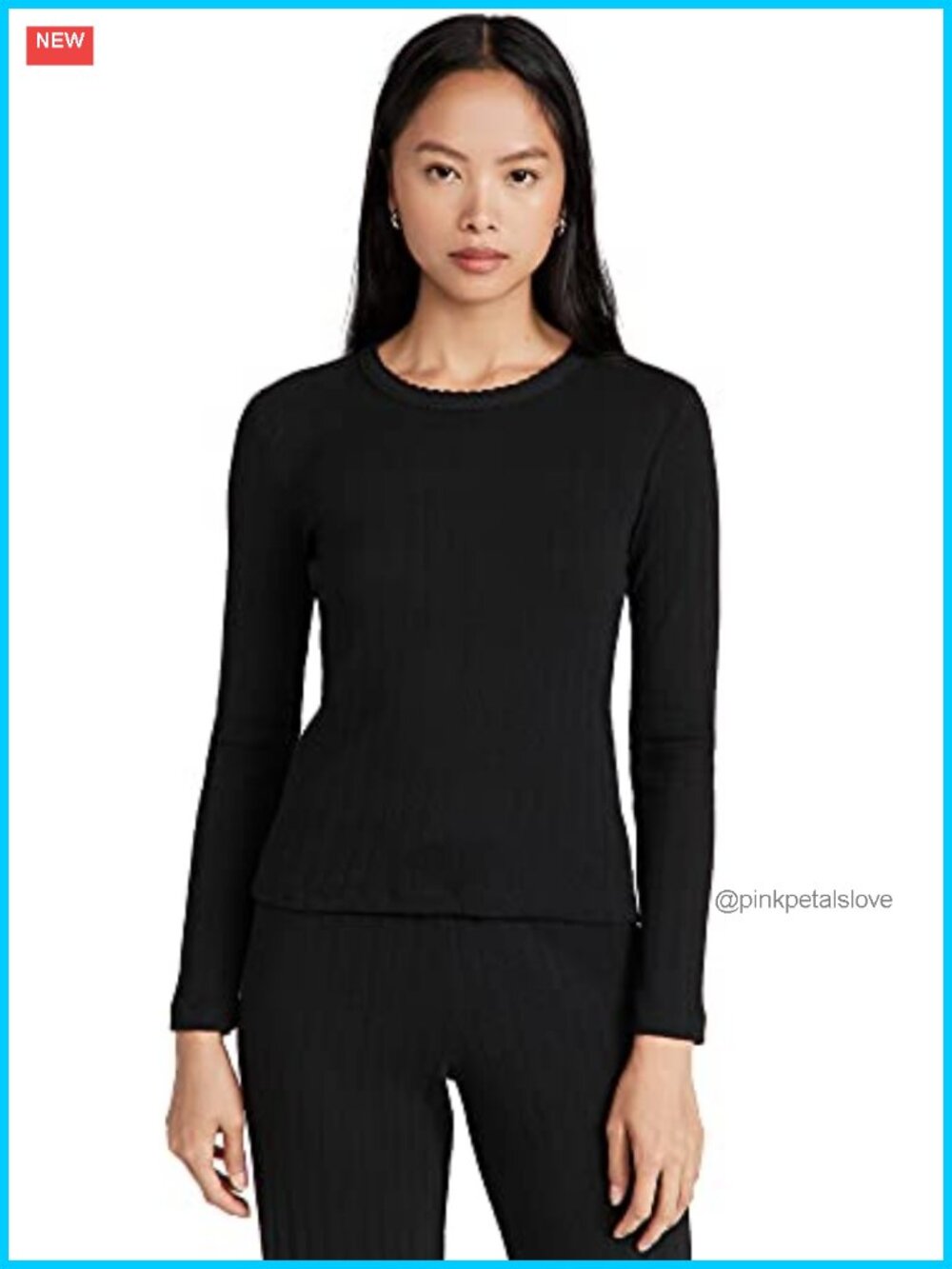 Slim Fit Pointelle Knit Top with Scalloped Edges